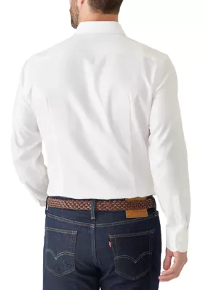 Men's Easy-Iron Slim-Fit Shirt Stretch-Cotton Twill