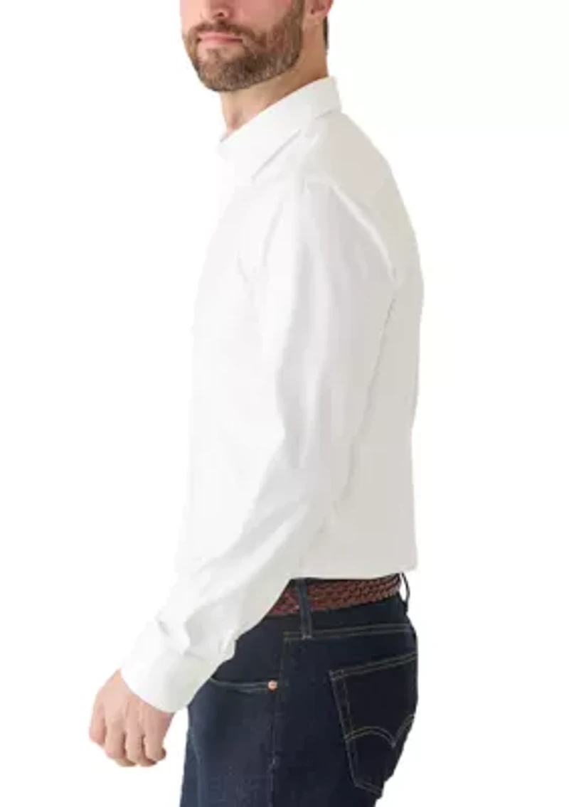 Men's Easy-Iron Slim-Fit Shirt Stretch-Cotton Twill