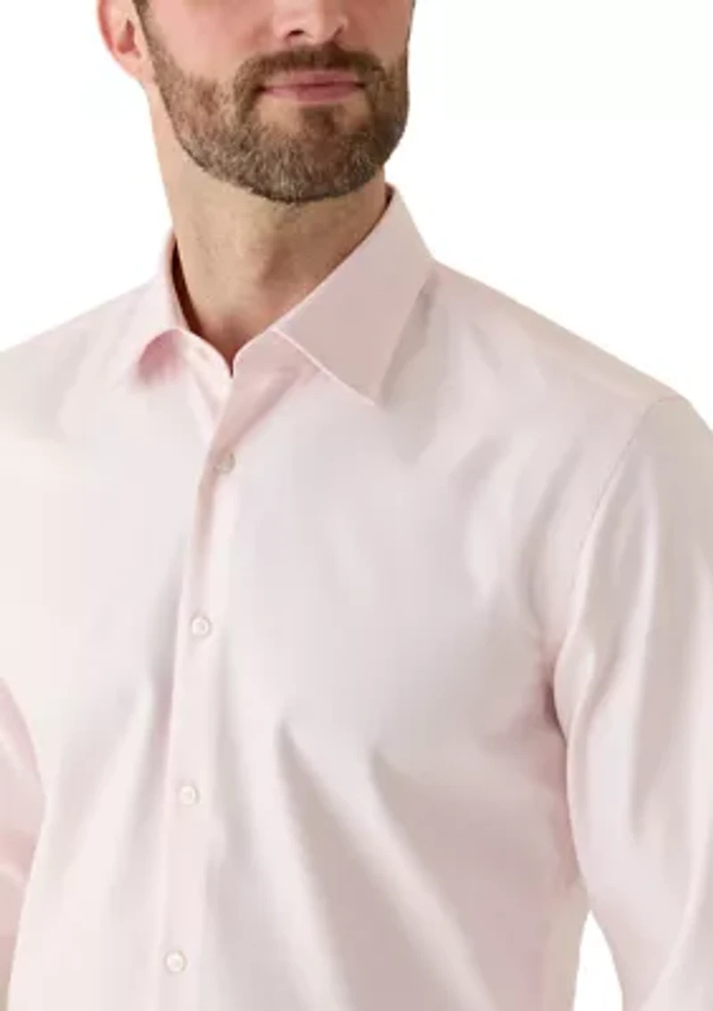 Men's Easy-Iron Slim-Fit Shirt Stretch-Cotton Twill