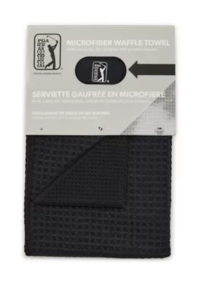 Men's Solid Waffle Magnet Golf Towel with Groove Cleaner