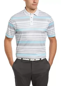 Men's Short Sleeve Textured Stripe Polo Shirt