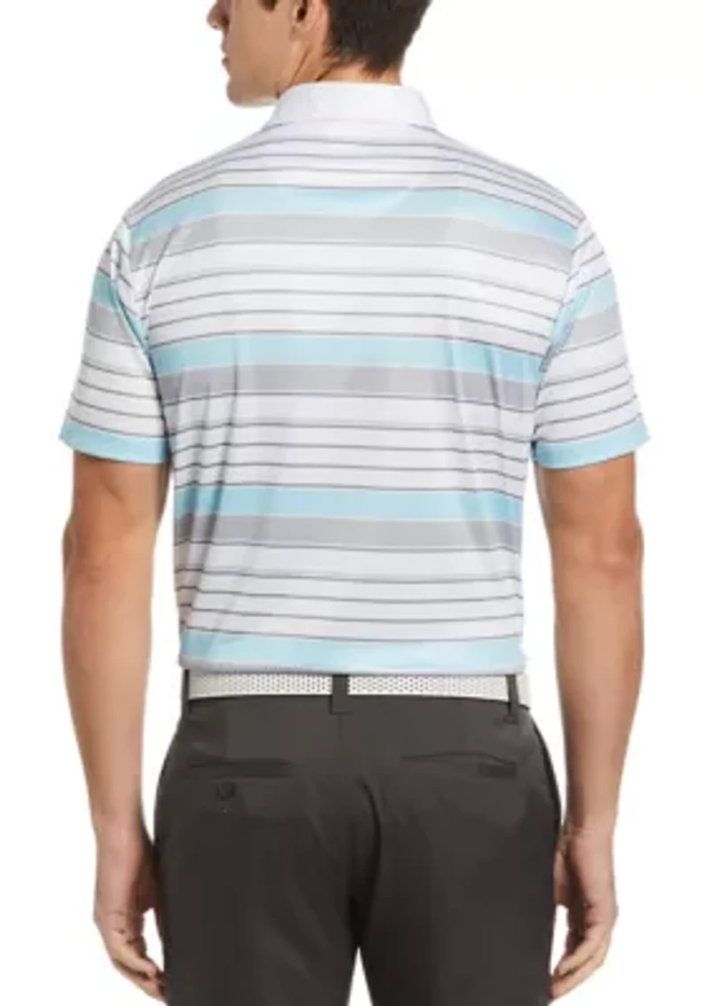 Men's Short Sleeve Textured Stripe Polo Shirt