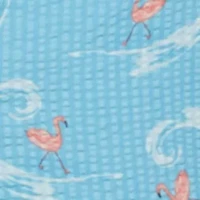 8" Seersucker Flamingo Print Golf Shorts