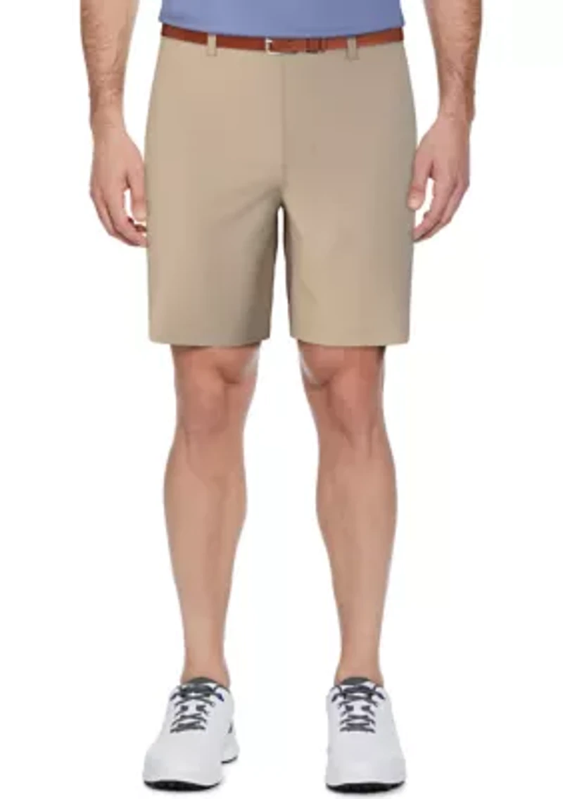 Men's Flat Front Active Waistband Horizontal Golf Print Shorts