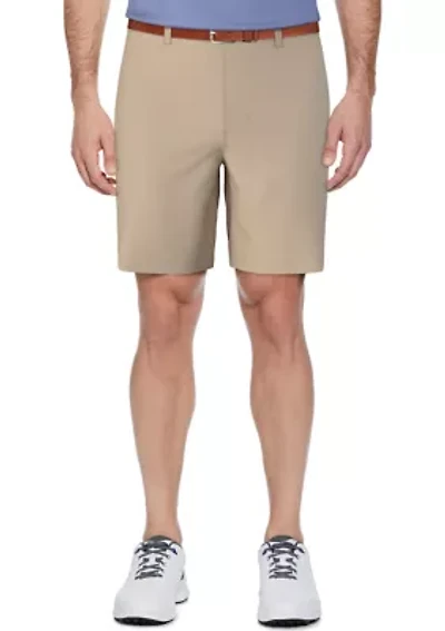 Men's Flat Front Active Waistband Horizontal Golf Print Shorts