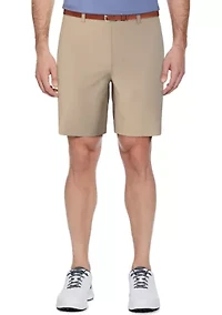 Men's Flat Front Active Waistband Horizontal Golf Print Shorts