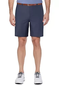 Men's Flat Front Active Waistband Horizontal Golf Print Shorts
