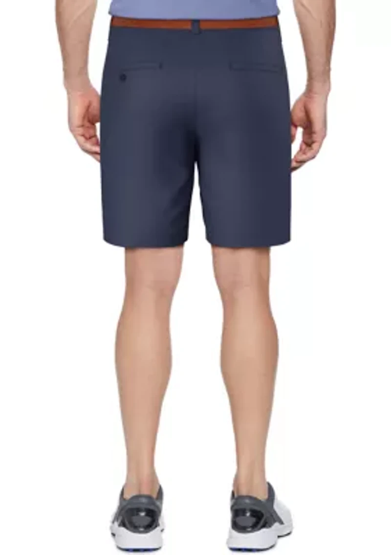 Men's Flat Front Active Waistband Horizontal Golf Print Shorts