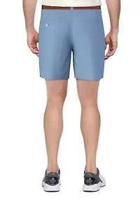 Men's 7" Sold Flat Front Active Waist Performance Stretch Shorts