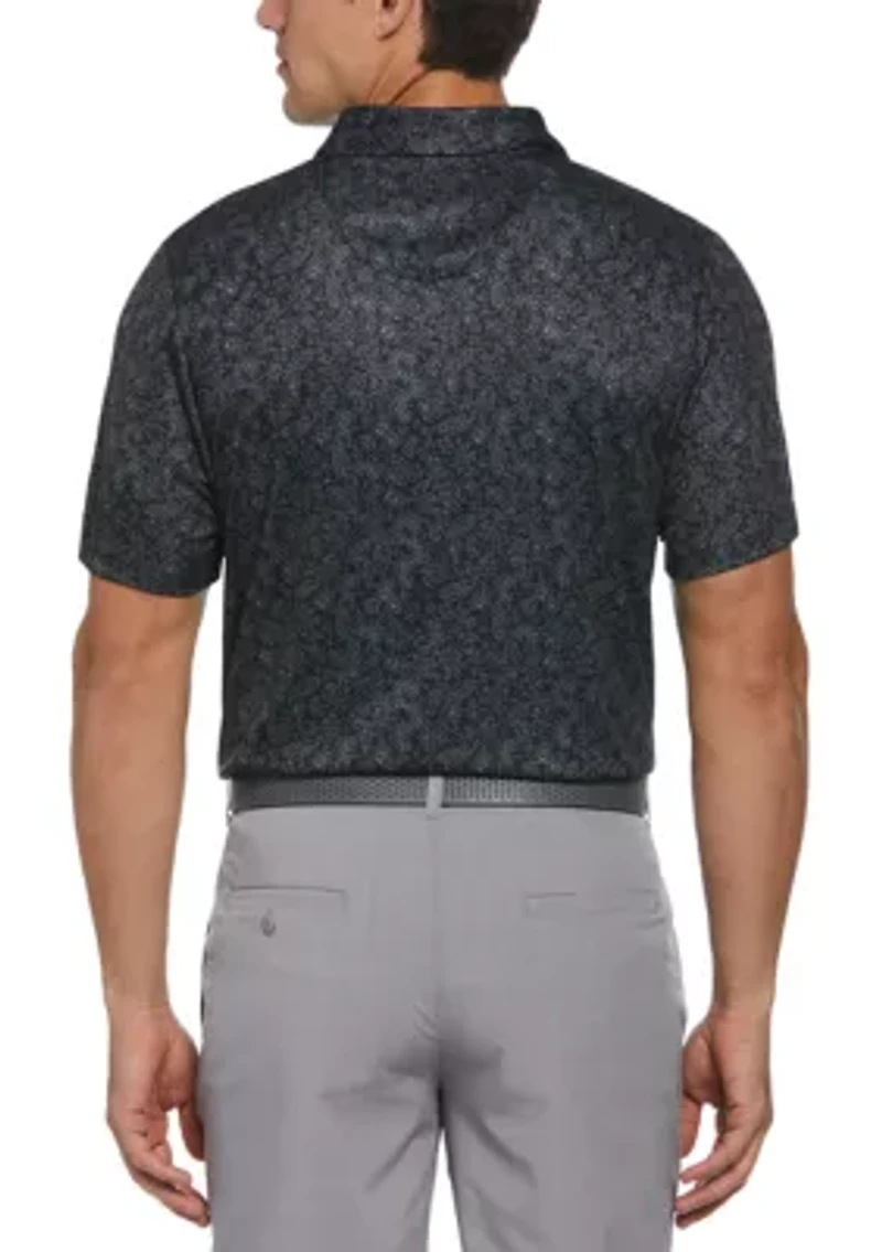 Men's Short Sleeve Abstract Floral Printed Polo Shirt