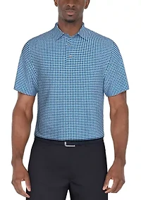 Men's Short Sleeve Stretch Performance Geometric Print Polo Shirt