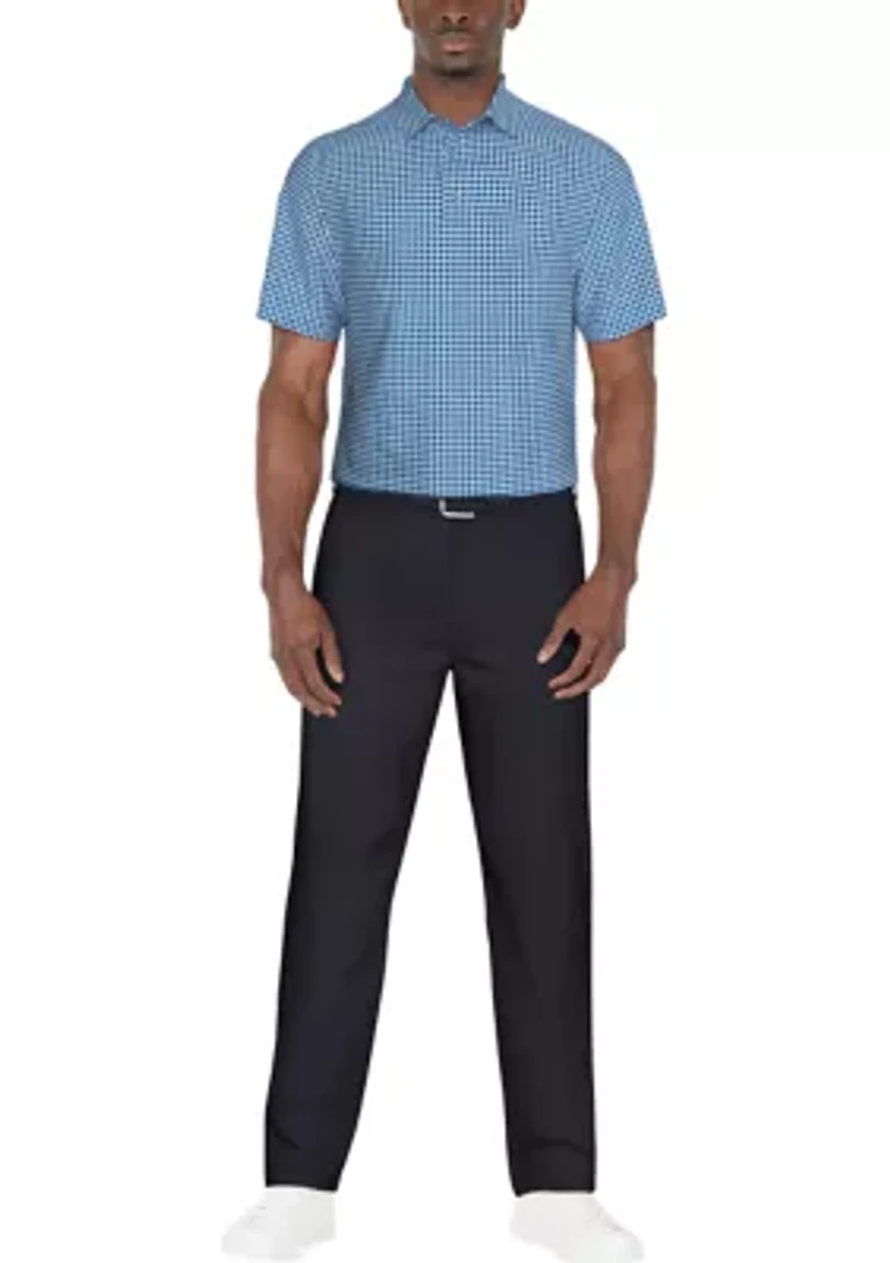 Men's Short Sleeve Stretch Performance Geometric Print Polo Shirt