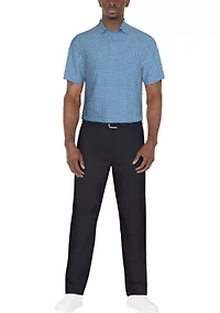 Men's Short Sleeve Stretch Performance Geometric Print Polo Shirt