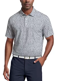 All-Over Micro Floral Print Short Sleeve Golf Polo Shirt