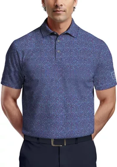 All-Over Micro Floral Print Short Sleeve Golf Polo Shirt