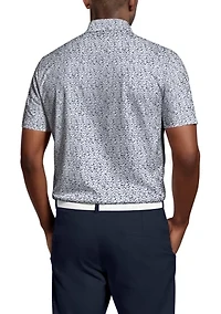All-Over Micro Floral Print Short Sleeve Golf Polo Shirt