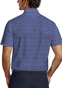 All-Over Micro Floral Print Short Sleeve Golf Polo Shirt