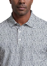 All-Over Micro Floral Print Short Sleeve Golf Polo Shirt