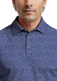 All-Over Micro Floral Print Short Sleeve Golf Polo Shirt