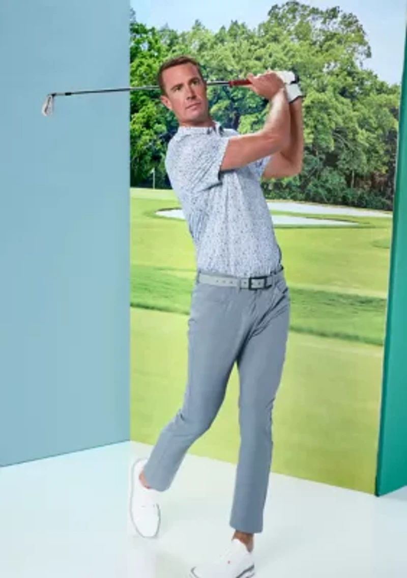 All-Over Micro Floral Print Short Sleeve Golf Polo Shirt