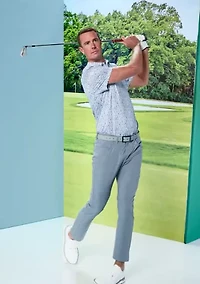 All-Over Micro Floral Print Short Sleeve Golf Polo Shirt