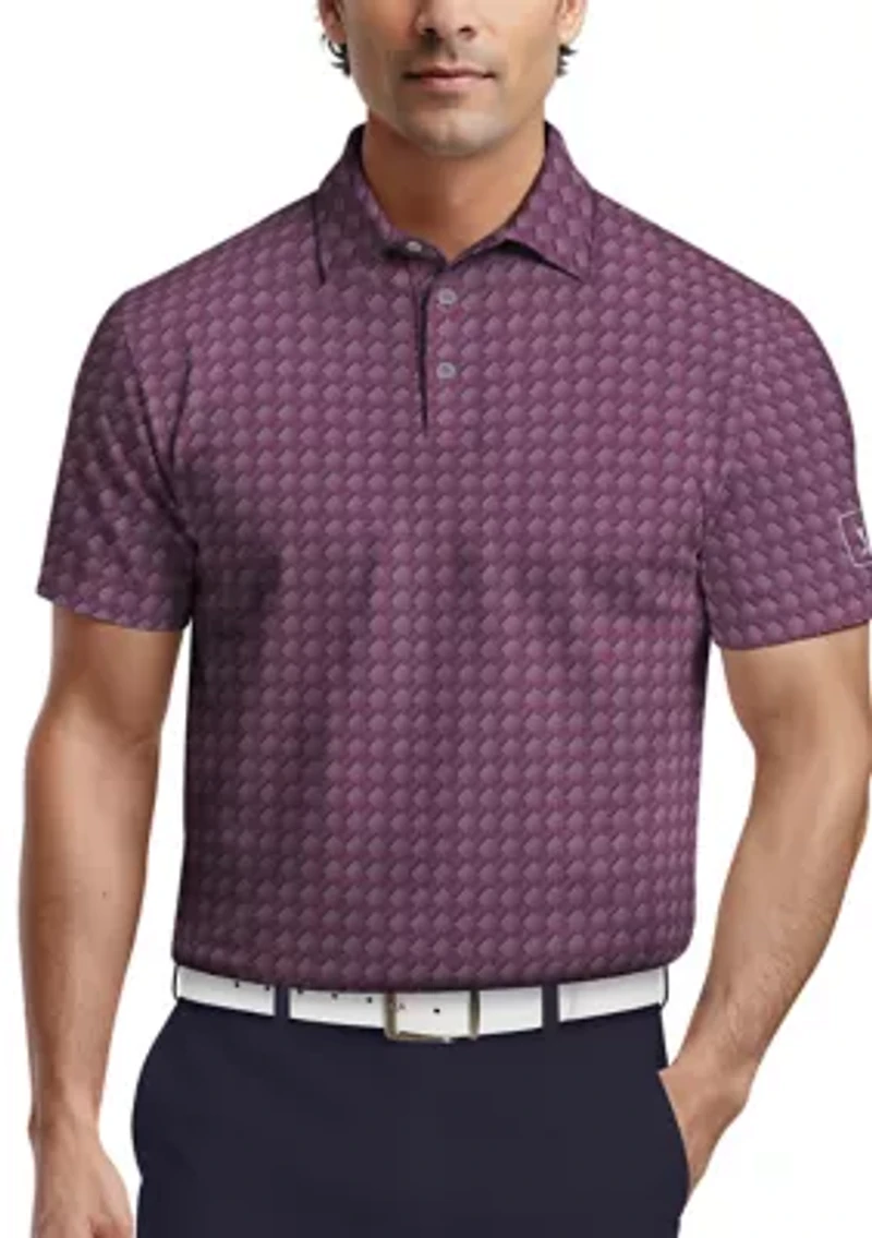 Men's All-Over Motion Geo Print Short Sleeve Golf Polo Shirt