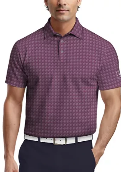 Men's All-Over Motion Geo Print Short Sleeve Golf Polo Shirt