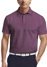 Men's All-Over Motion Geo Print Short Sleeve Golf Polo Shirt