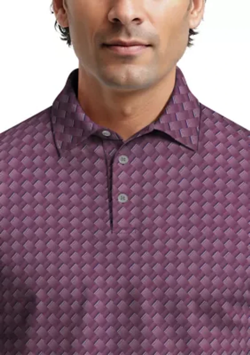 Men's All-Over Motion Geo Print Short Sleeve Golf Polo Shirt