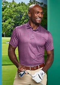 Men's All-Over Motion Geo Print Short Sleeve Golf Polo Shirt