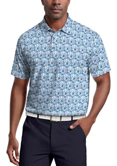 All-Over Novelty Geo Print Short Sleeve Golf Polo Shirt