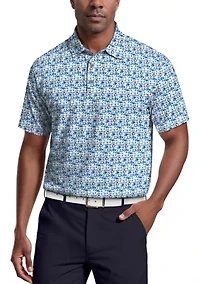 All-Over Novelty Geo Print Short Sleeve Golf Polo Shirt