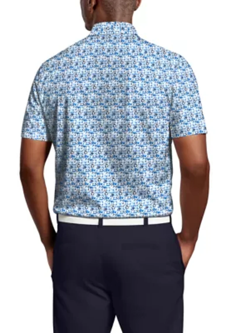 All-Over Novelty Geo Print Short Sleeve Golf Polo Shirt