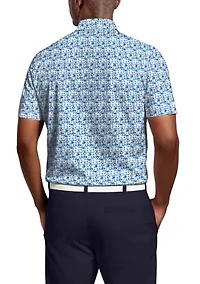 All-Over Novelty Geo Print Short Sleeve Golf Polo Shirt