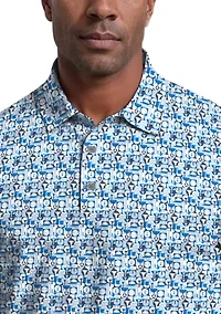 All-Over Novelty Geo Print Short Sleeve Golf Polo Shirt