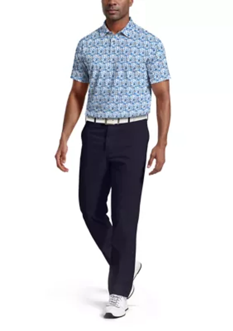 All-Over Novelty Geo Print Short Sleeve Golf Polo Shirt