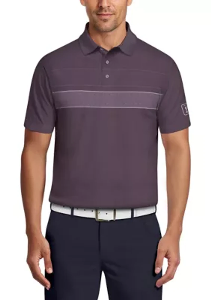 Motion Chest Stripe Print Short Sleeve Golf Polo Shirt