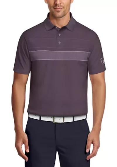 Motion Chest Stripe Print Short Sleeve Golf Polo Shirt
