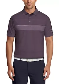 Motion Chest Stripe Print Short Sleeve Golf Polo Shirt