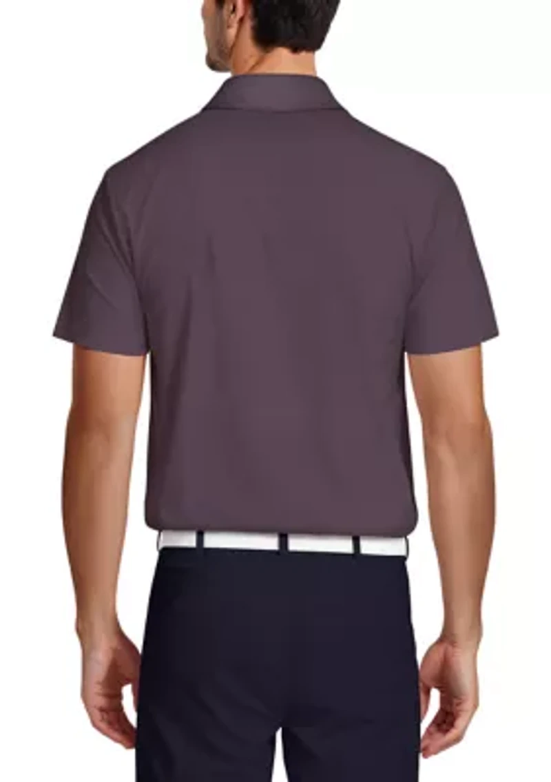 Motion Chest Stripe Print Short Sleeve Golf Polo Shirt