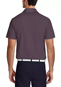 Motion Chest Stripe Print Short Sleeve Golf Polo Shirt