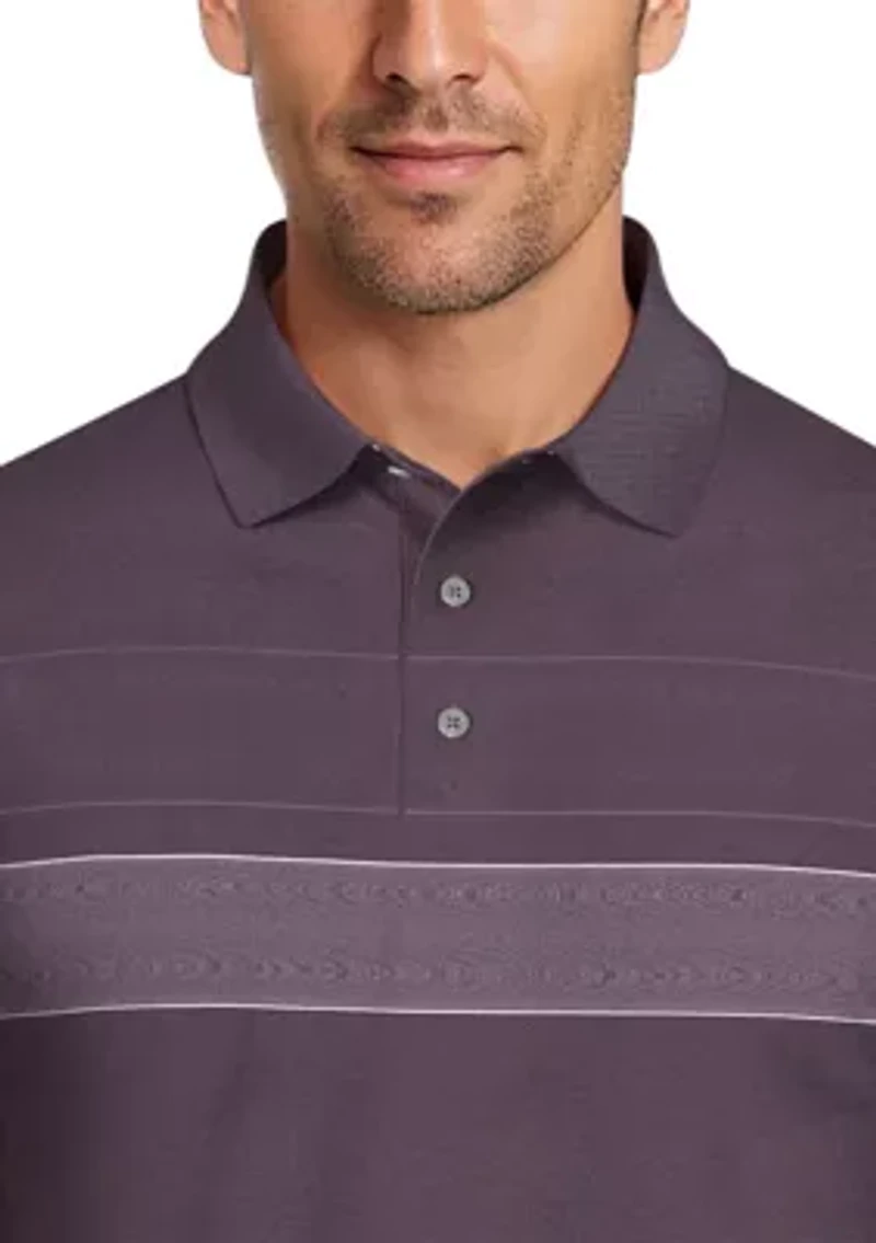 Motion Chest Stripe Print Short Sleeve Golf Polo Shirt