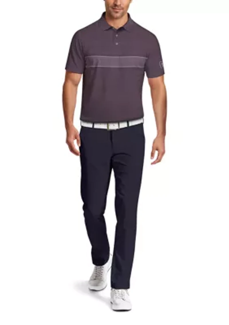 Motion Chest Stripe Print Short Sleeve Golf Polo Shirt