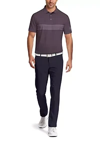 Motion Chest Stripe Print Short Sleeve Golf Polo Shirt