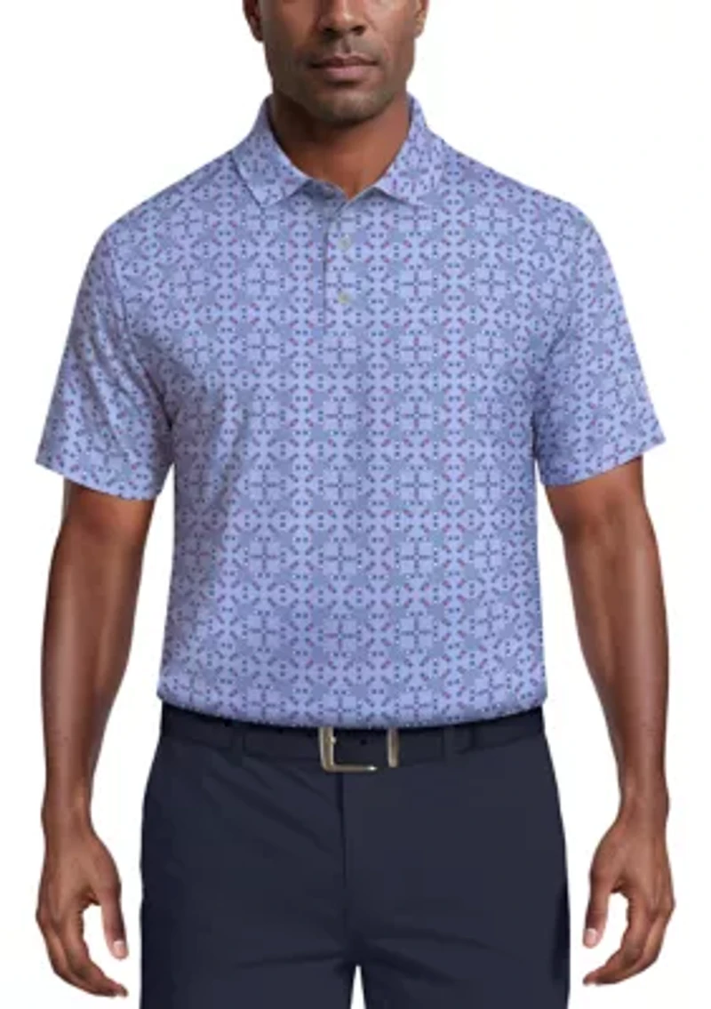 Layered Boat Print Short Sleeve Golf Polo