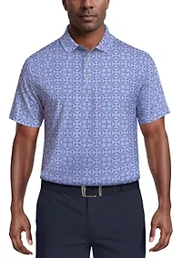 Layered Boat Print Short Sleeve Golf Polo