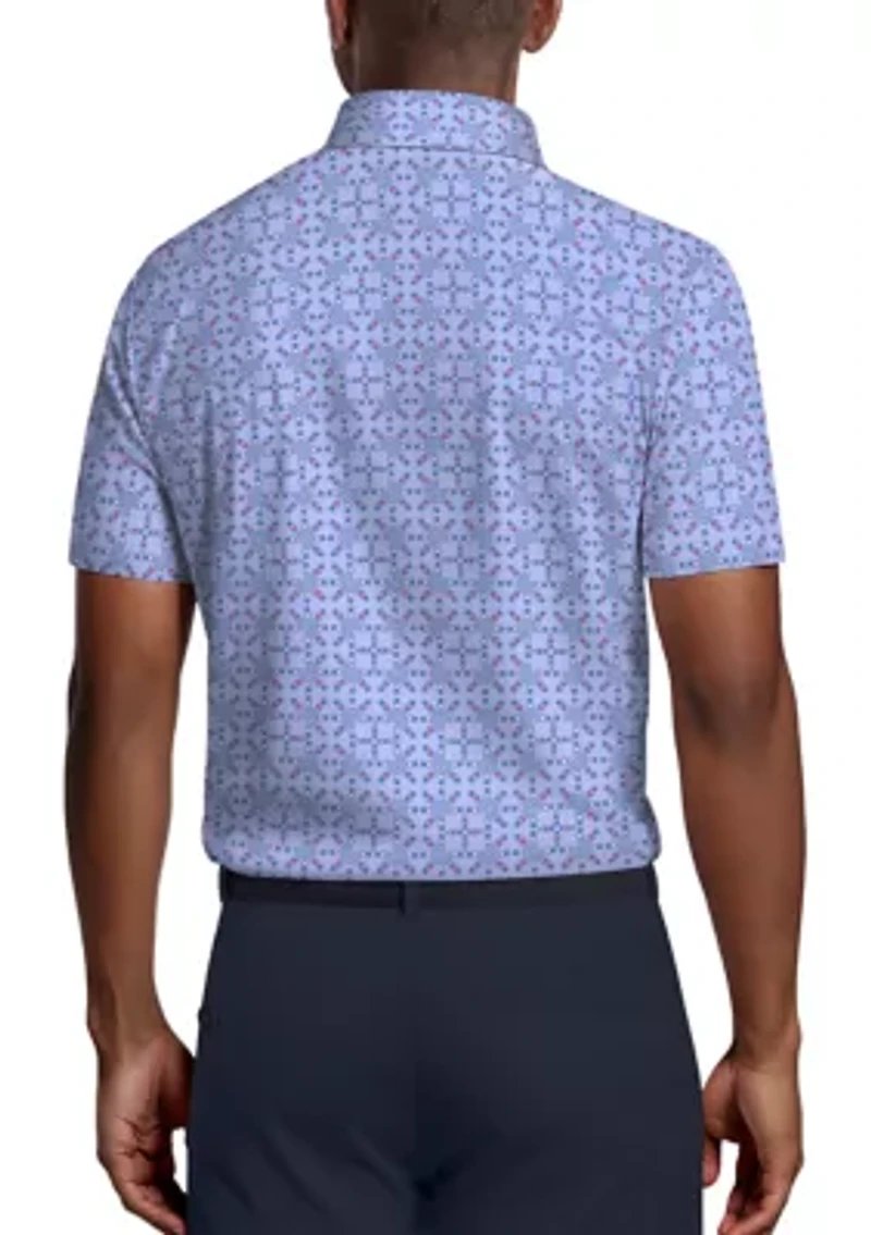 Layered Boat Print Short Sleeve Golf Polo