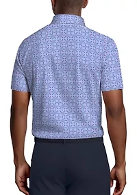 Layered Boat Print Short Sleeve Golf Polo