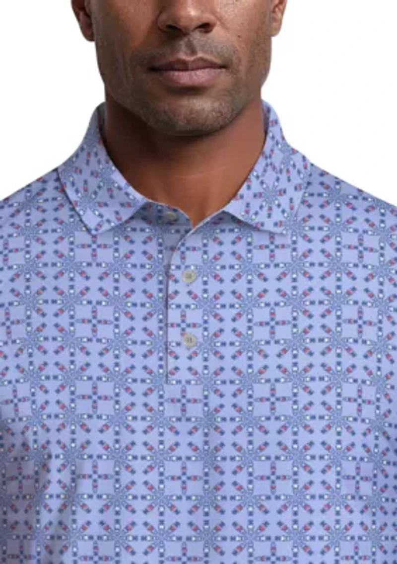 Layered Boat Print Short Sleeve Golf Polo