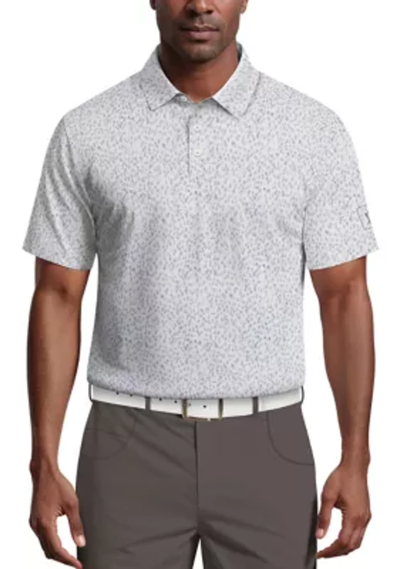 All-Over Golf Confetti Print Short Sleeve Polo Shirt
